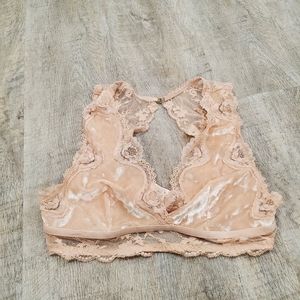 Victoria's Secret Velvet Lace Bralette in Soft Peach